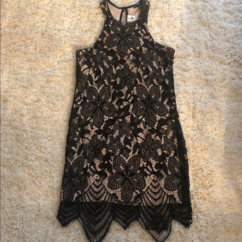 Express NWT Black & Tan Lace Tank Sheath Dress